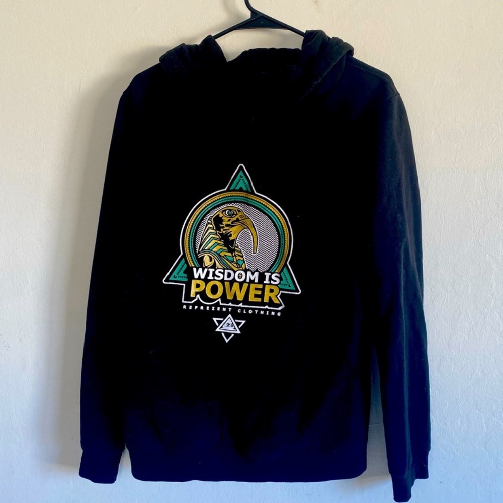 Reprezent Horus Eye Star of David Black Wisdom is Power Hoodie Rave Egyptian Men